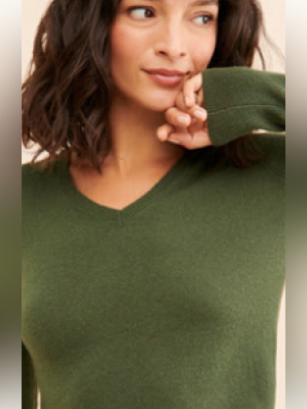 Anthropologie/Nouveaux 100% Cashmere Women's Sweater in Olive Green Size 1X